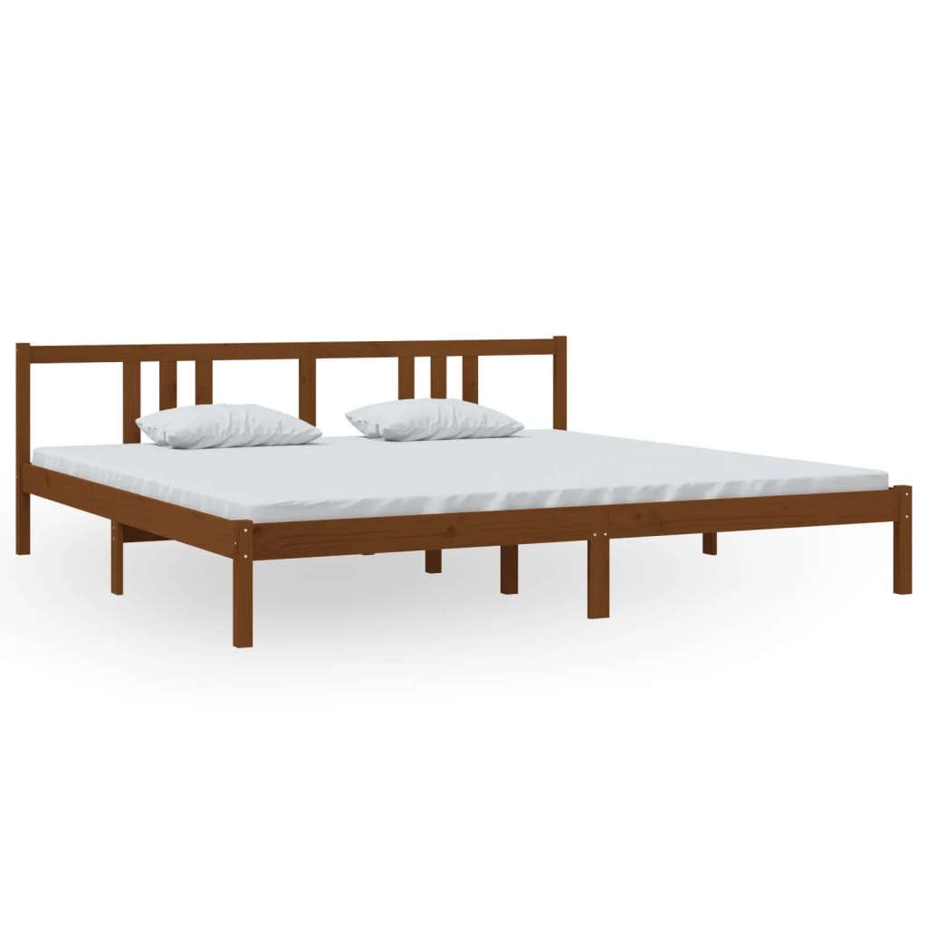 Solid wood bed honey brown 200x200 cm