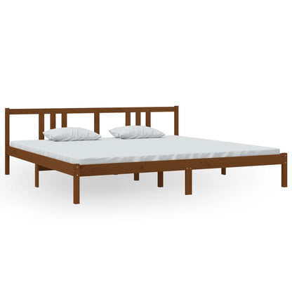 Solid wood bed honey brown 200x200 cm