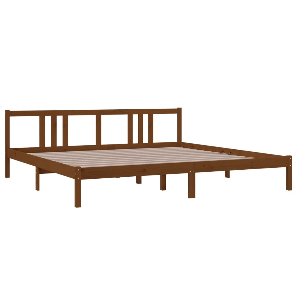 Solid wood bed honey brown 200x200 cm