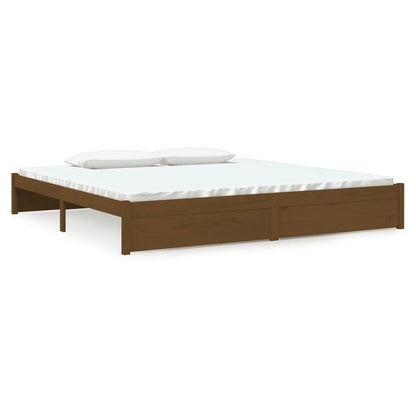 Solid wood bed honey brown 200x200 cm
