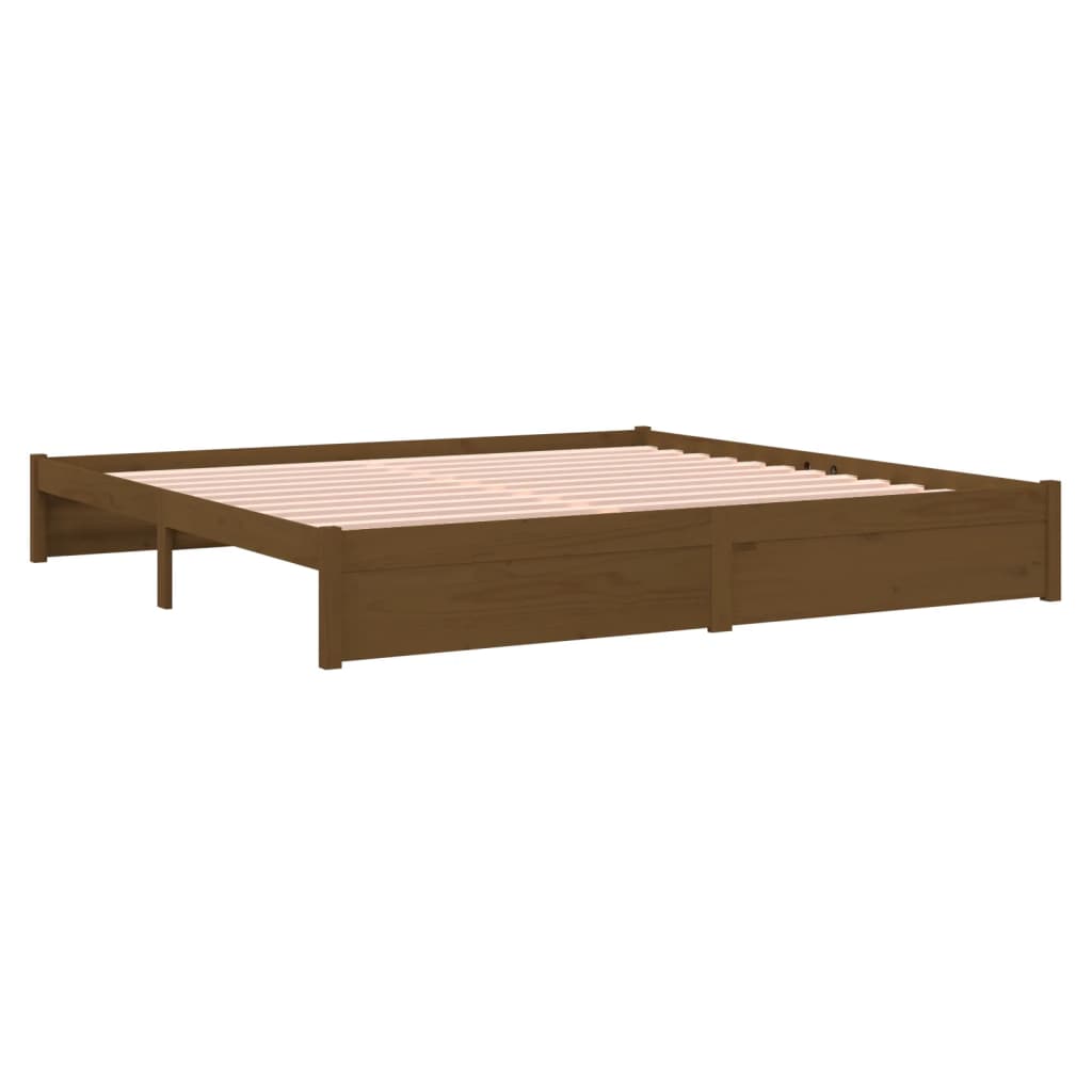 Solid wood bed honey brown 200x200 cm