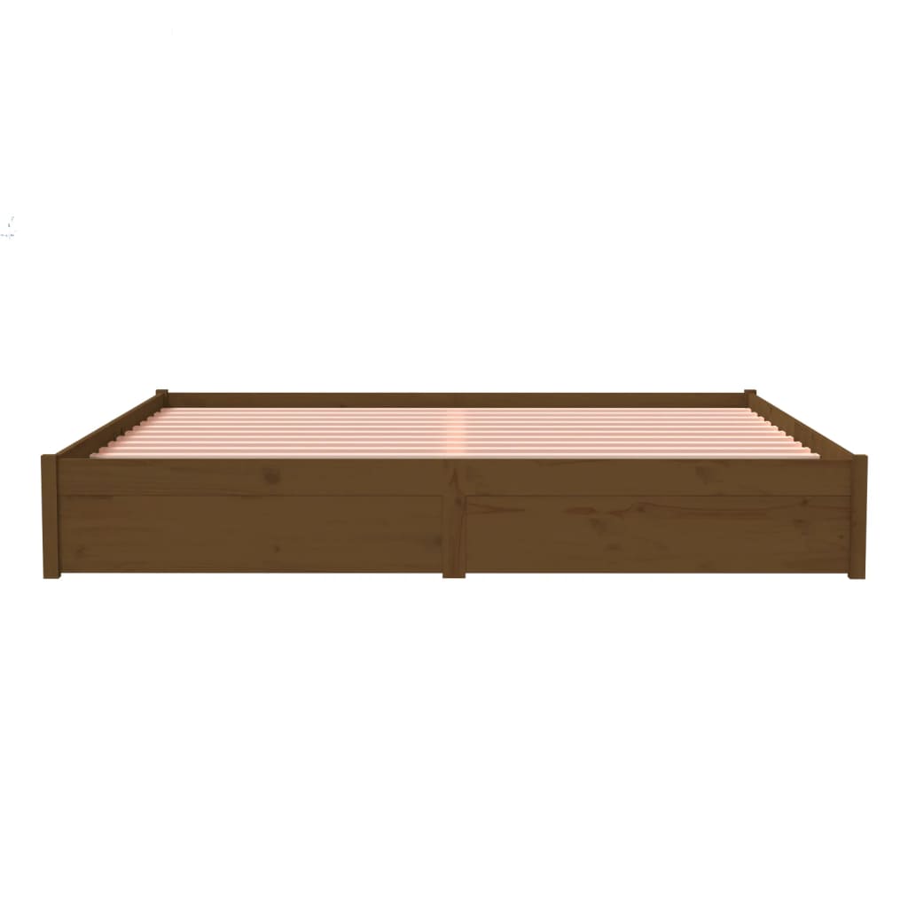 Solid wood bed honey brown 200x200 cm