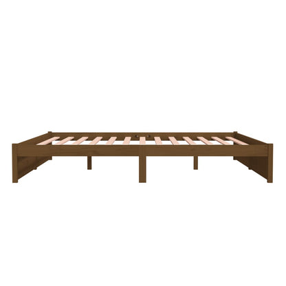Solid wood bed honey brown 200x200 cm