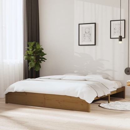 Solid wood bed honey brown 200x200 cm