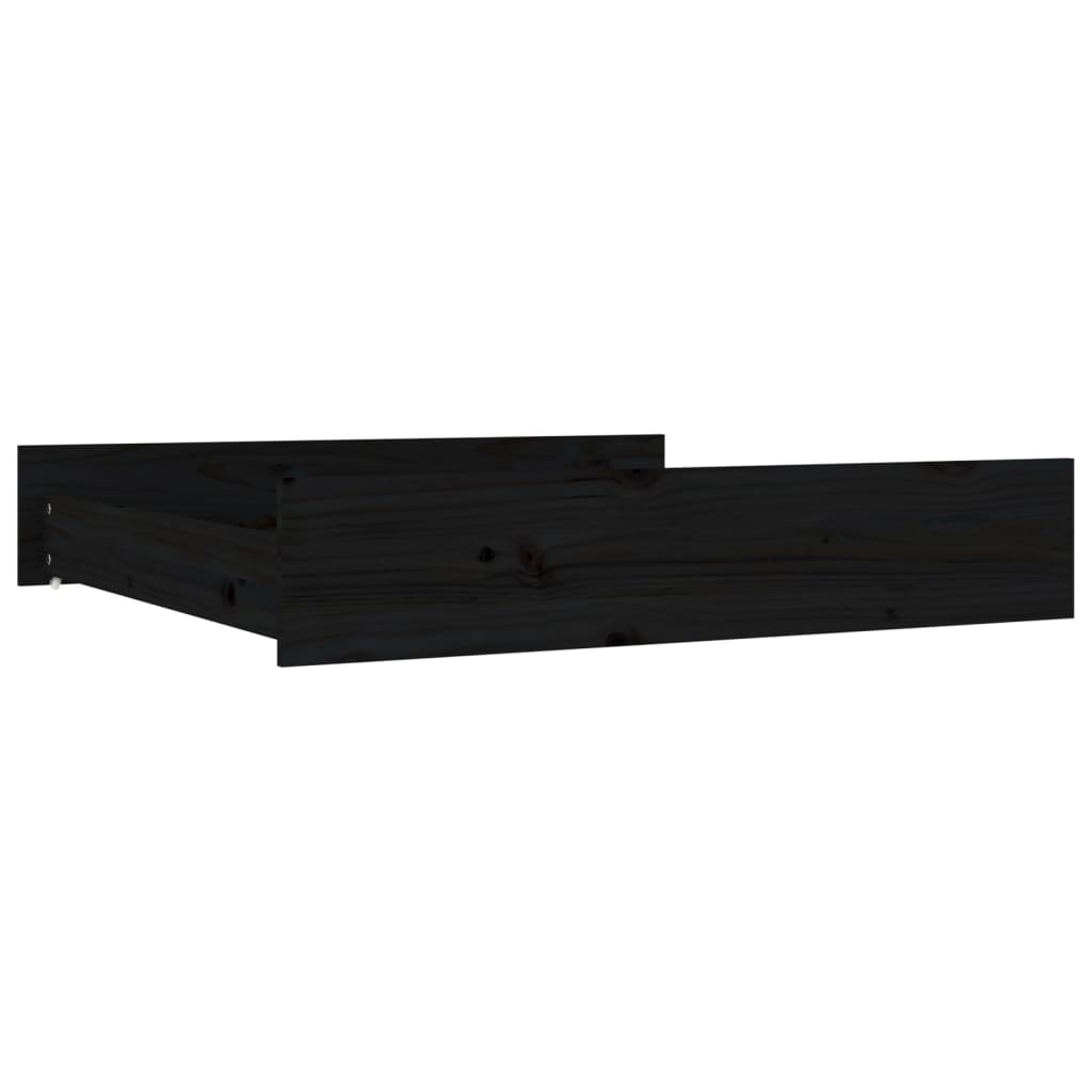 Bed drawers 2 pcs. Black solid pine