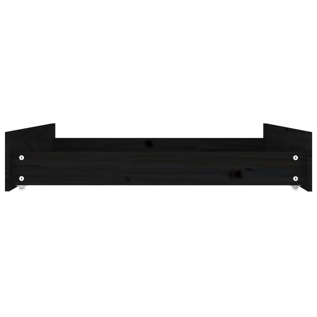 Bed drawers 2 pcs. Black solid pine