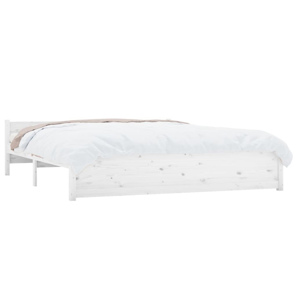 Solid wood bed white 200x200 cm