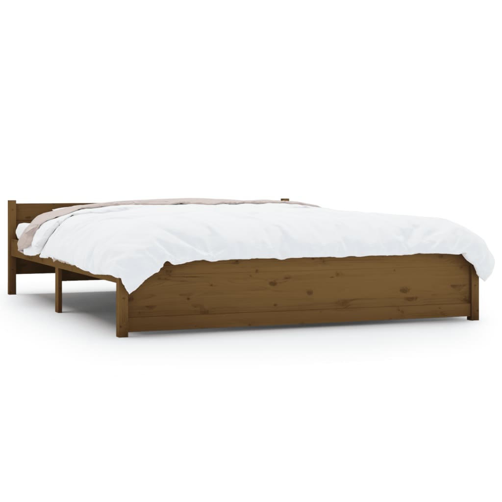 Solid wood bed honey brown 200x200 cm