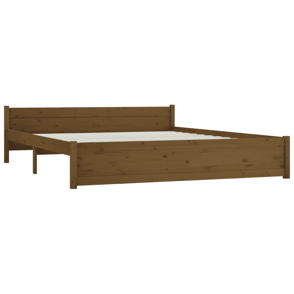 Solid wood bed honey brown 200x200 cm