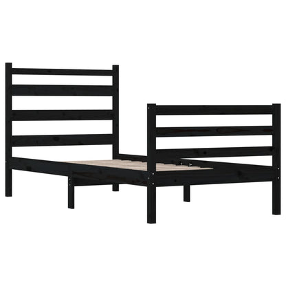 Massivholzbett Kiefer 90x200 cm Schwarz
