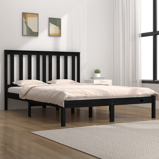 Solid wood bed black pine 140x200 cm