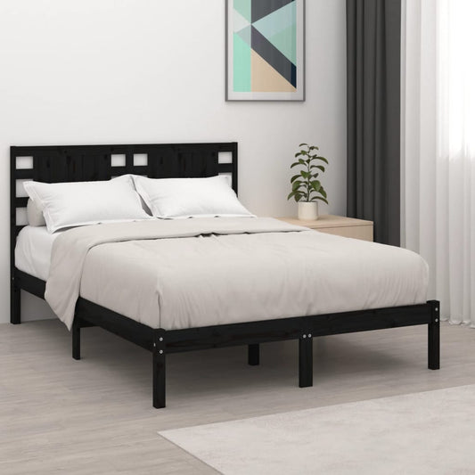 Solid wood bed black pine 140x200 cm
