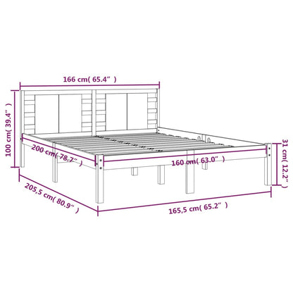 Solid wood bed white pine 160x200 cm