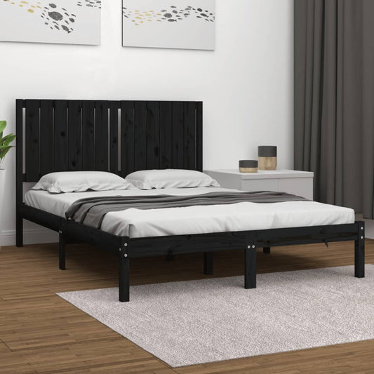 Solid wood bed black pine 140x200 cm