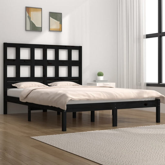 Solid wood bed black pine 140x200 cm