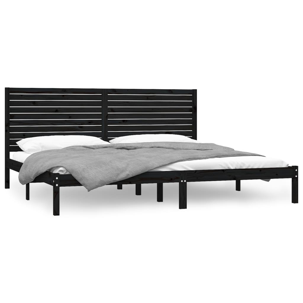 Solid wood bed black 180x200 cm