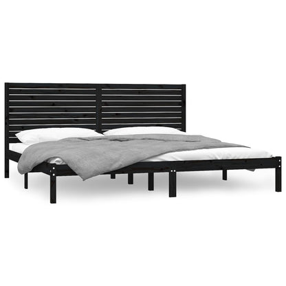 Solid wood bed black 180x200 cm