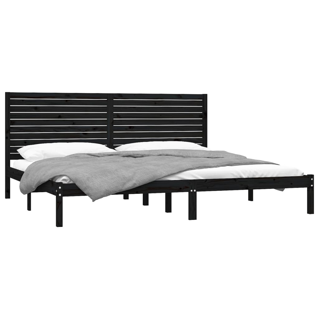 Solid wood bed black 180x200 cm