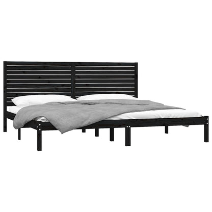 Solid wood bed black 180x200 cm