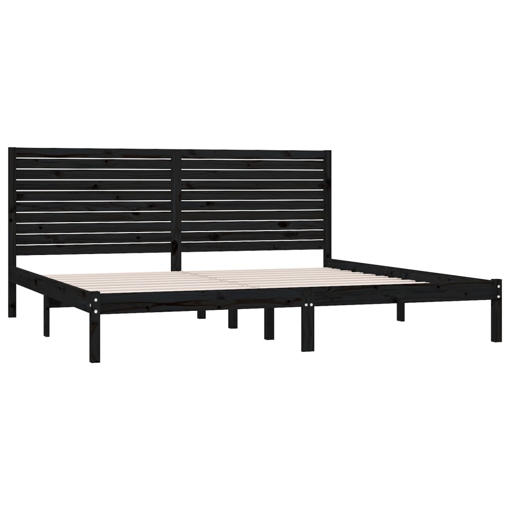 Solid wood bed black 180x200 cm