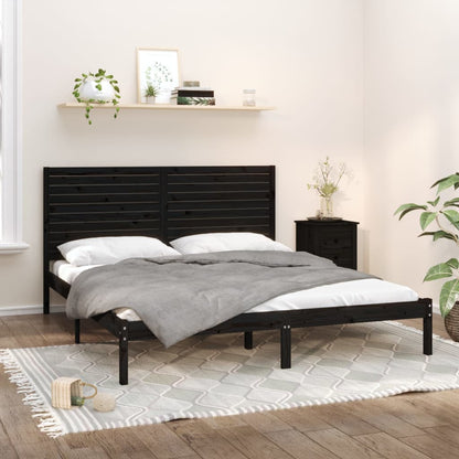 Solid wood bed black 180x200 cm