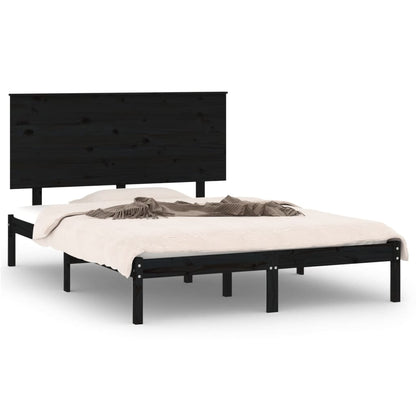 Solid wood bed black pine 140x200 cm