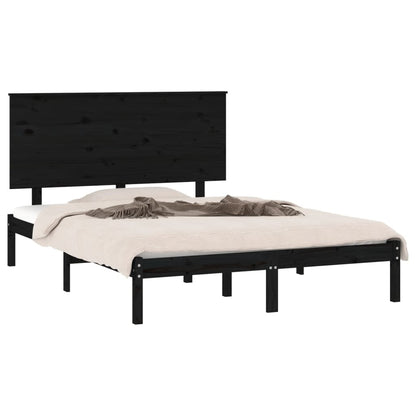 Solid wood bed black pine 140x200 cm