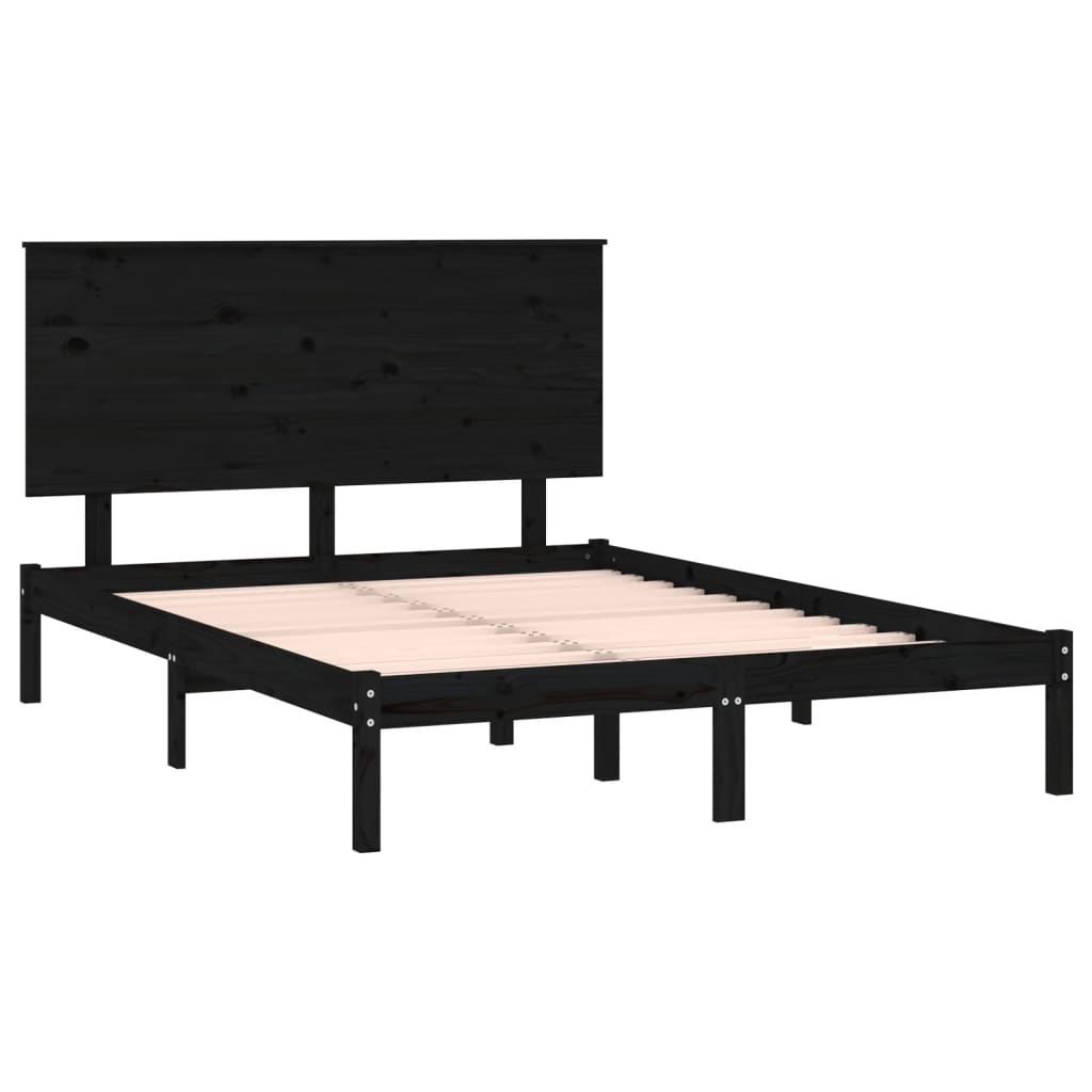 Solid wood bed black pine 140x200 cm