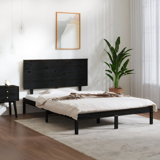 Solid wood bed black pine 140x200 cm