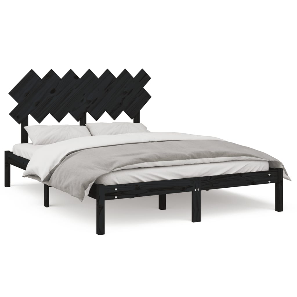 Solid wood bed black 140x200 cm
