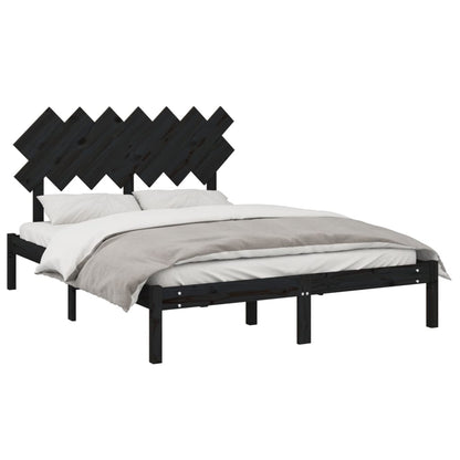 Solid wood bed black 140x200 cm