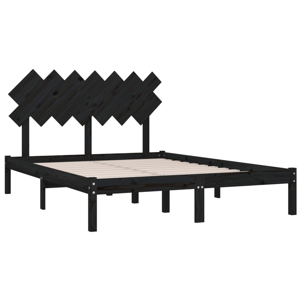 Solid wood bed black 140x200 cm
