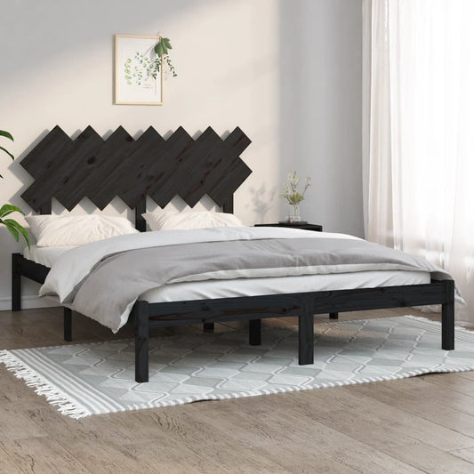 Solid wood bed black 140x200 cm
