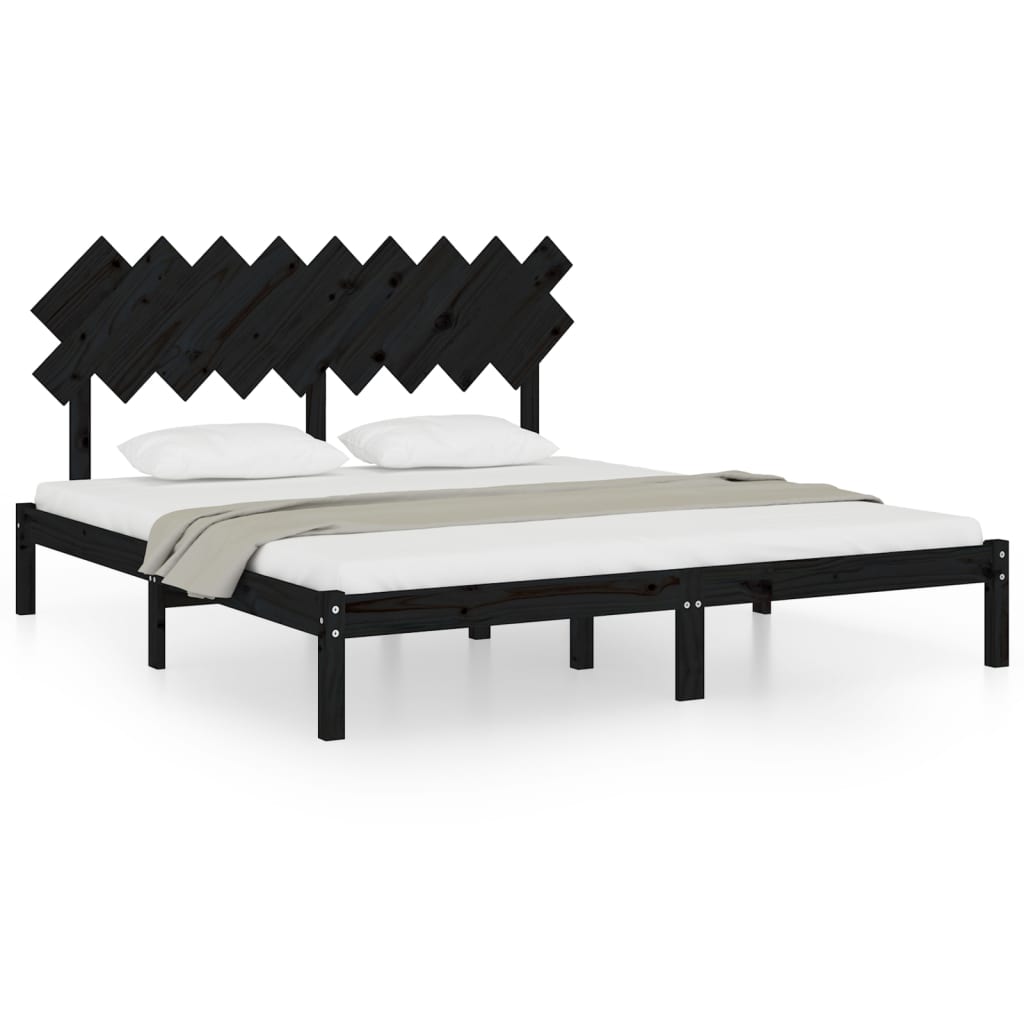 Solid wood bed black 180x200 cm