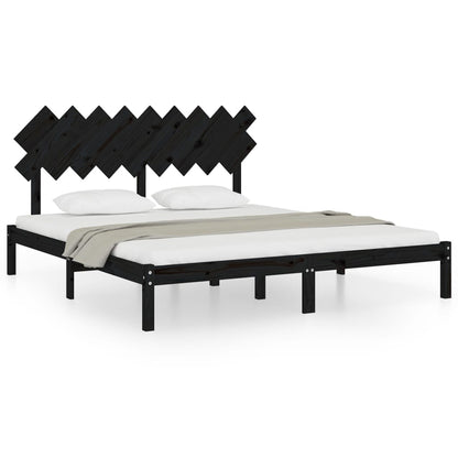 Solid wood bed black 180x200 cm