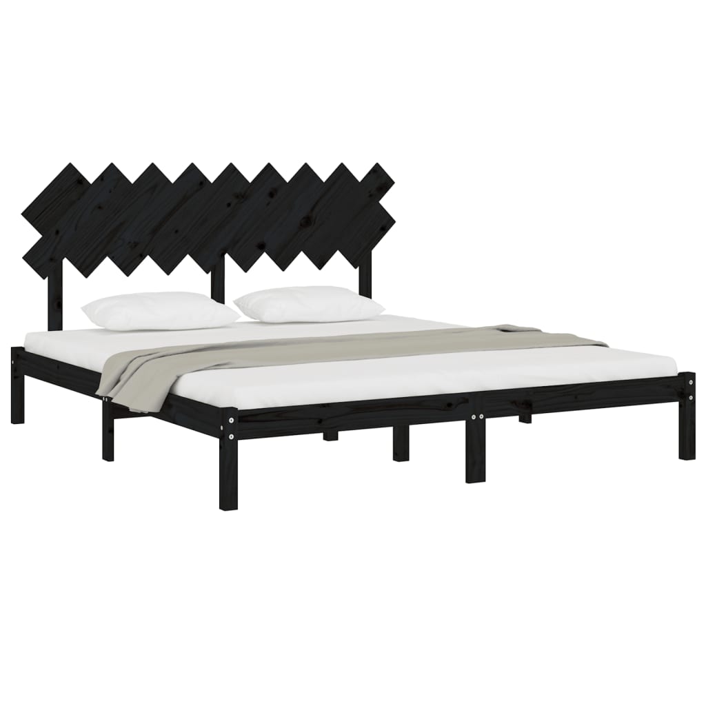 Solid wood bed black 180x200 cm