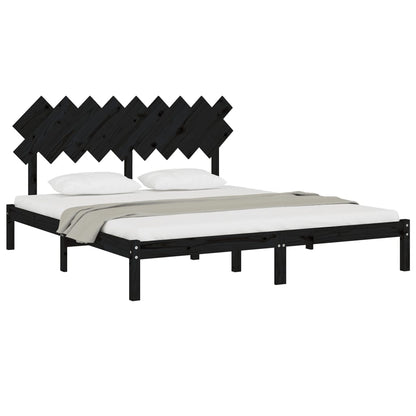 Solid wood bed black 180x200 cm