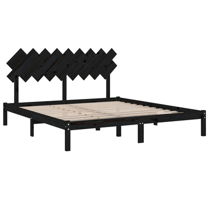 Solid wood bed black 180x200 cm