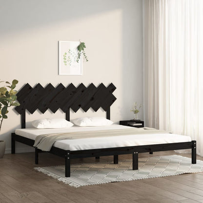 Solid wood bed black 180x200 cm