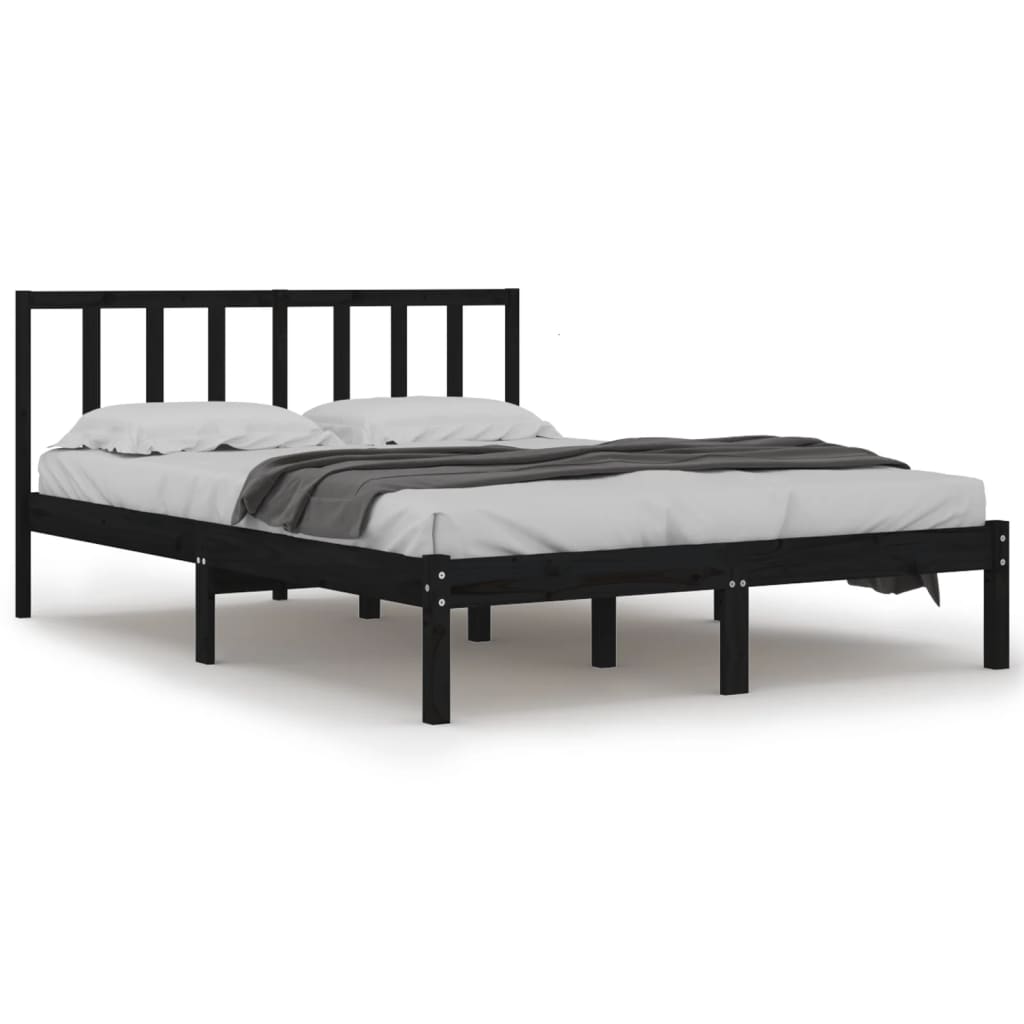 Solid wood bed black pine 140x200 cm