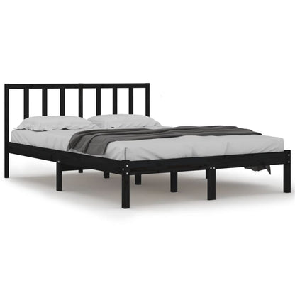 Solid wood bed black pine 140x200 cm