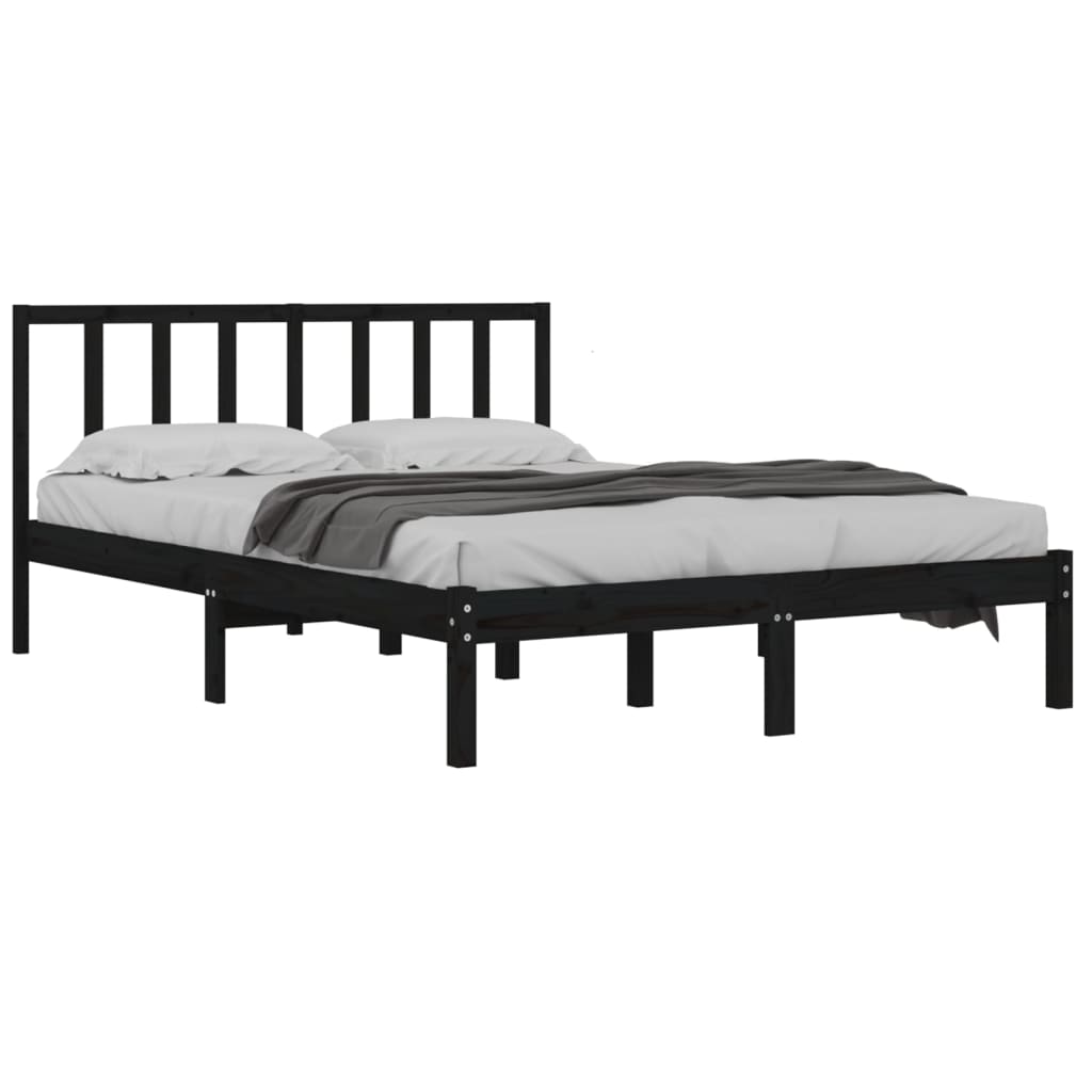 Solid wood bed black pine 140x200 cm