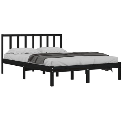 Solid wood bed black pine 140x200 cm