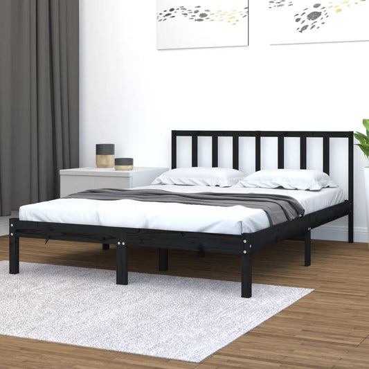 Solid wood bed black pine 140x200 cm