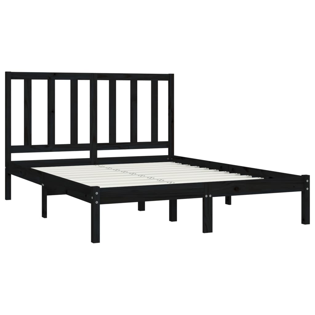 Solid wood bed black pine 140x200 cm