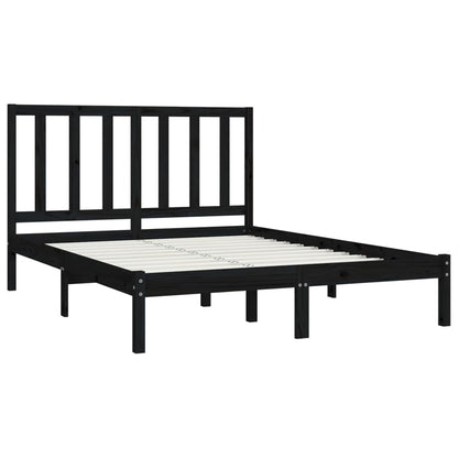 Solid wood bed black pine 140x200 cm