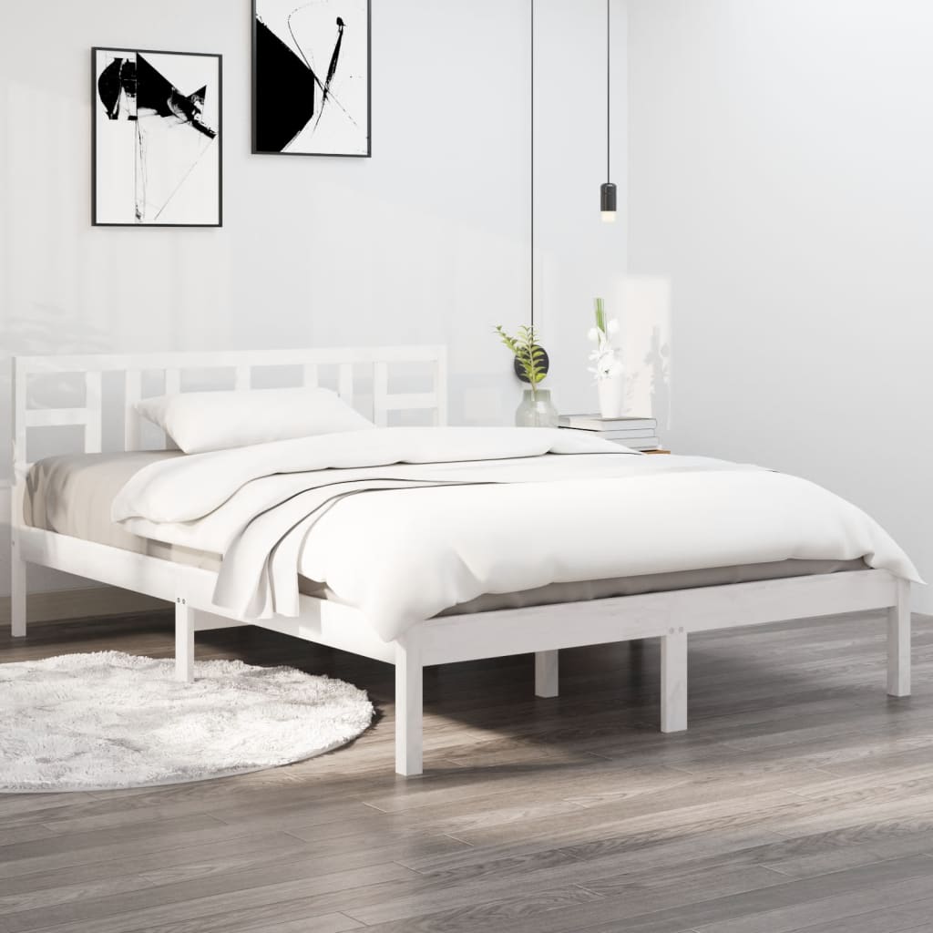Solid wood bed white 140x200 cm