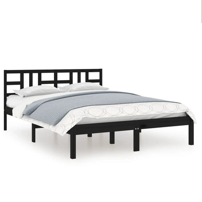 Solid wood bed black 140x200 cm