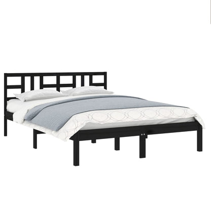 Solid wood bed black 140x200 cm