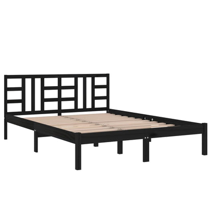 Solid wood bed black 140x200 cm